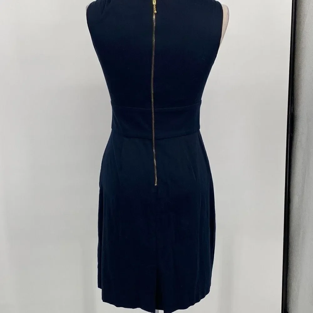 Kate Spade Blaine Bow Sheath Dress Mini Size 2‎ Small -V Neck Sleeveless Navy
